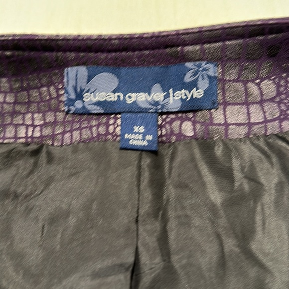 Susan Graver Style Purple Faux Snake Skin Leather Jacket - Picture 9 of 9